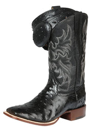 El General Rodeo–Printed Ostrich Leather Boots–Black 44935 - OriginalWestern.com
