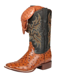 El General Rodeo–Printed Ostrich Leather Boots–Cognac 44936 - OriginalWestern.com