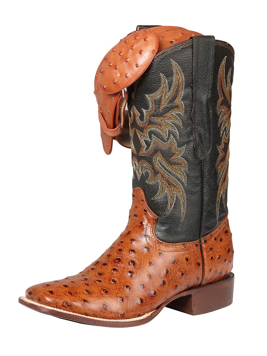 El General Rodeo–Printed Ostrich Leather Boots–Cognac 44936 - OriginalWestern.com