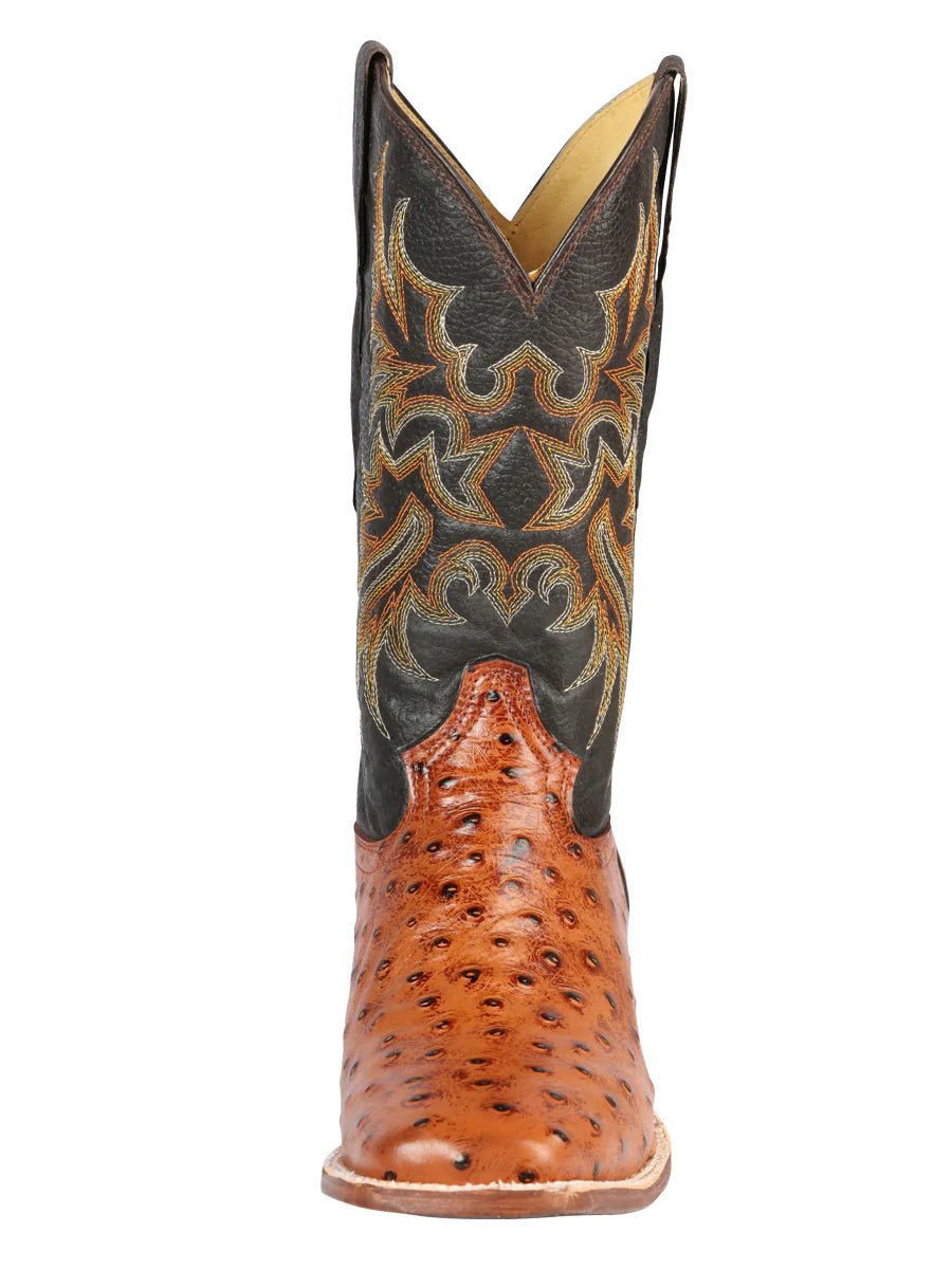 El General Rodeo–Printed Ostrich Leather Boots–Cognac 44936 - OriginalWestern.com