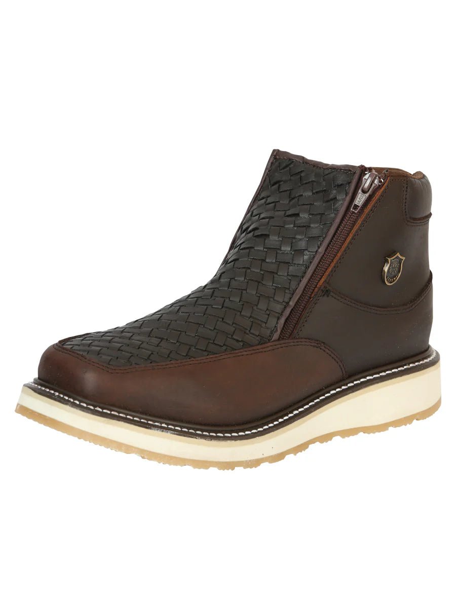 El General Sefeni Men's Double Zipper Shoe Crazy Leather–Choco 45395 - OriginalWestern.com
