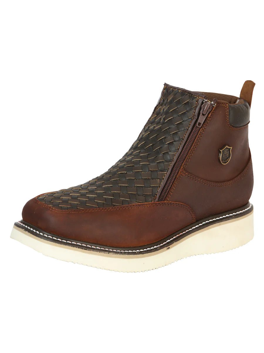 El General Sefeni Men's Double Zipper Shoe Crazy Leather–Roble 45397 - OriginalWestern.com