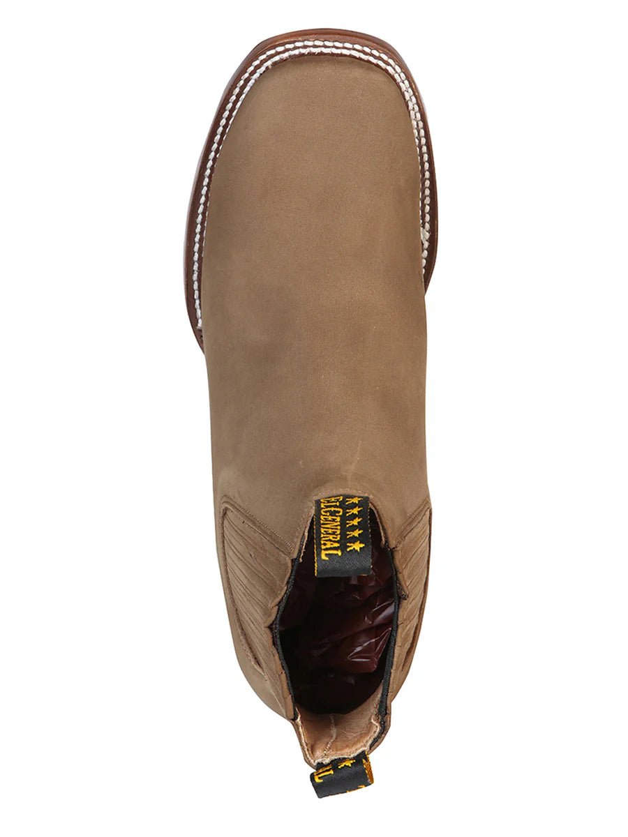 El General Square Toe Ankle Boot–Nobuck Brown 126192 - OriginalWestern.com