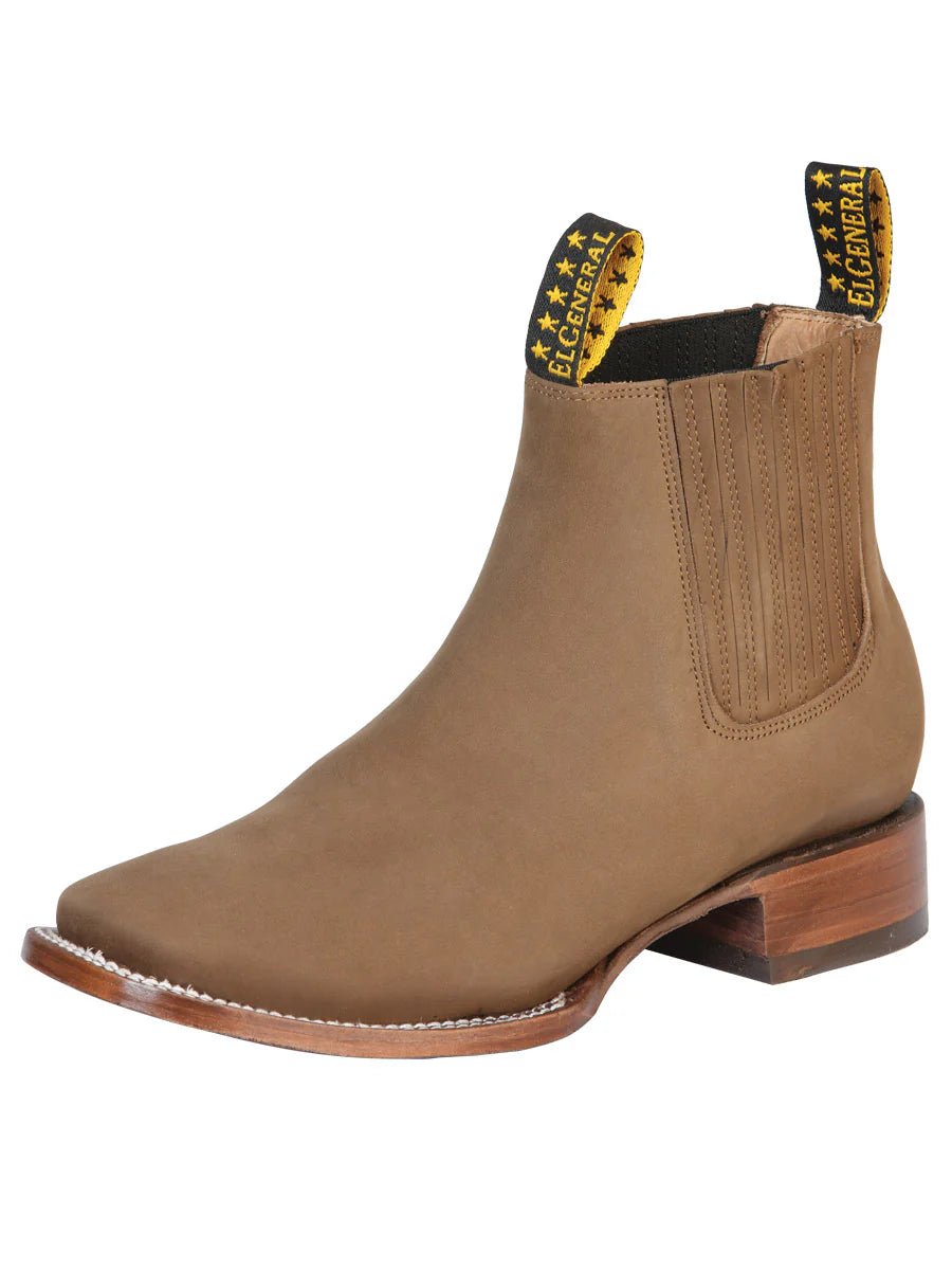 El General Square Toe Ankle Boot–Nobuck Brown 126192 - OriginalWestern.com
