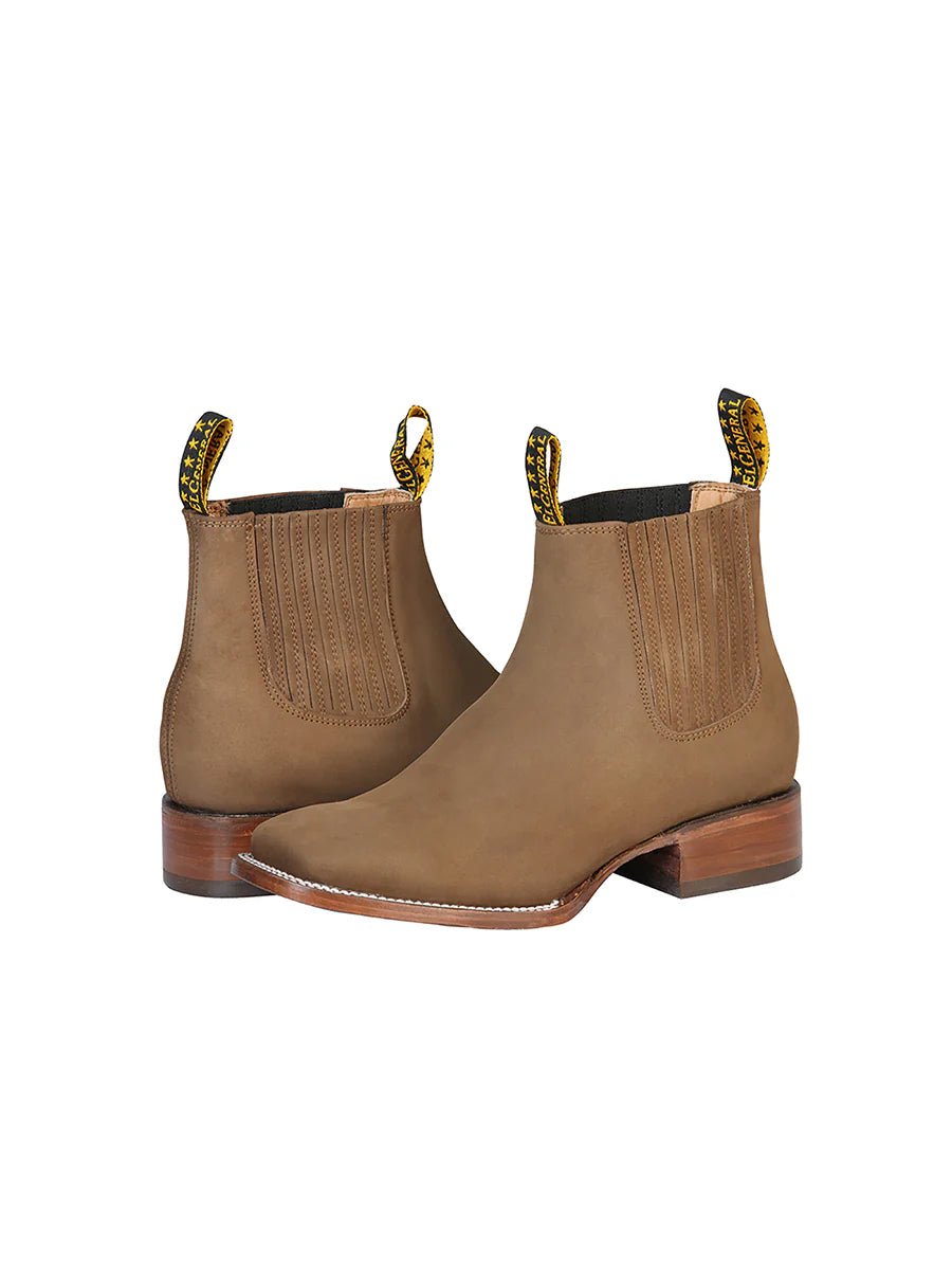 El General Square Toe Ankle Boot–Nubuck Brown 126198 - OriginalWestern.com