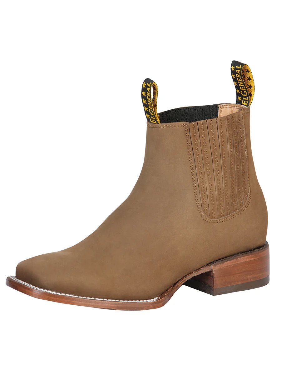 El General Square Toe Ankle Boot–Nubuck Brown 126198 - OriginalWestern.com