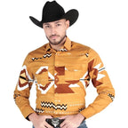 El General - Taupe Geometric Western Shirt for Men 44499 - OriginalWestern.com