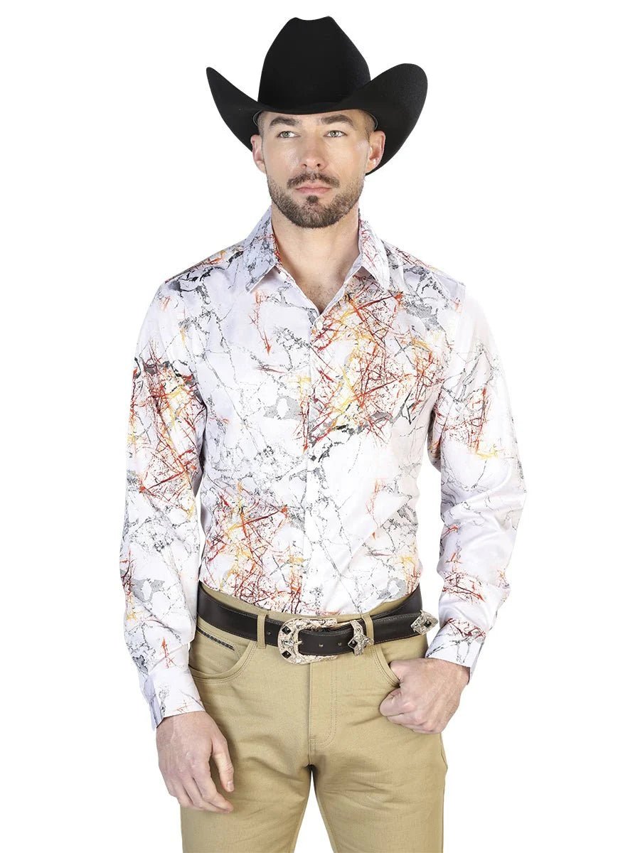 El General - White Casual Long Sleeve Shirt 43993 - OriginalWestern.com