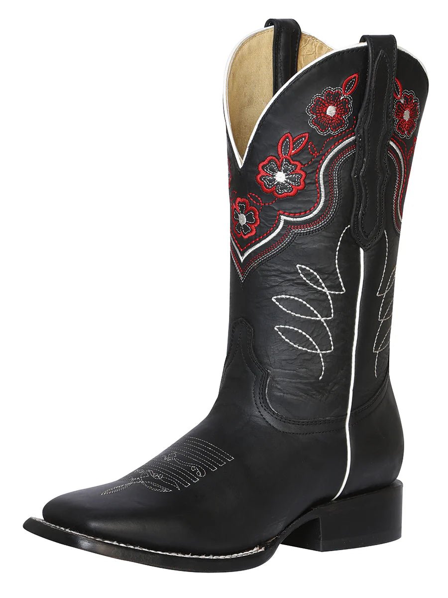 El General Woman Cowboy Boot El General–Leather Crazy Black 42977 - OriginalWestern.com