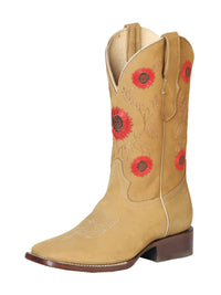 El General Woman Cowboy Boot Leather Nobuck Honey 51125 - OriginalWestern.com