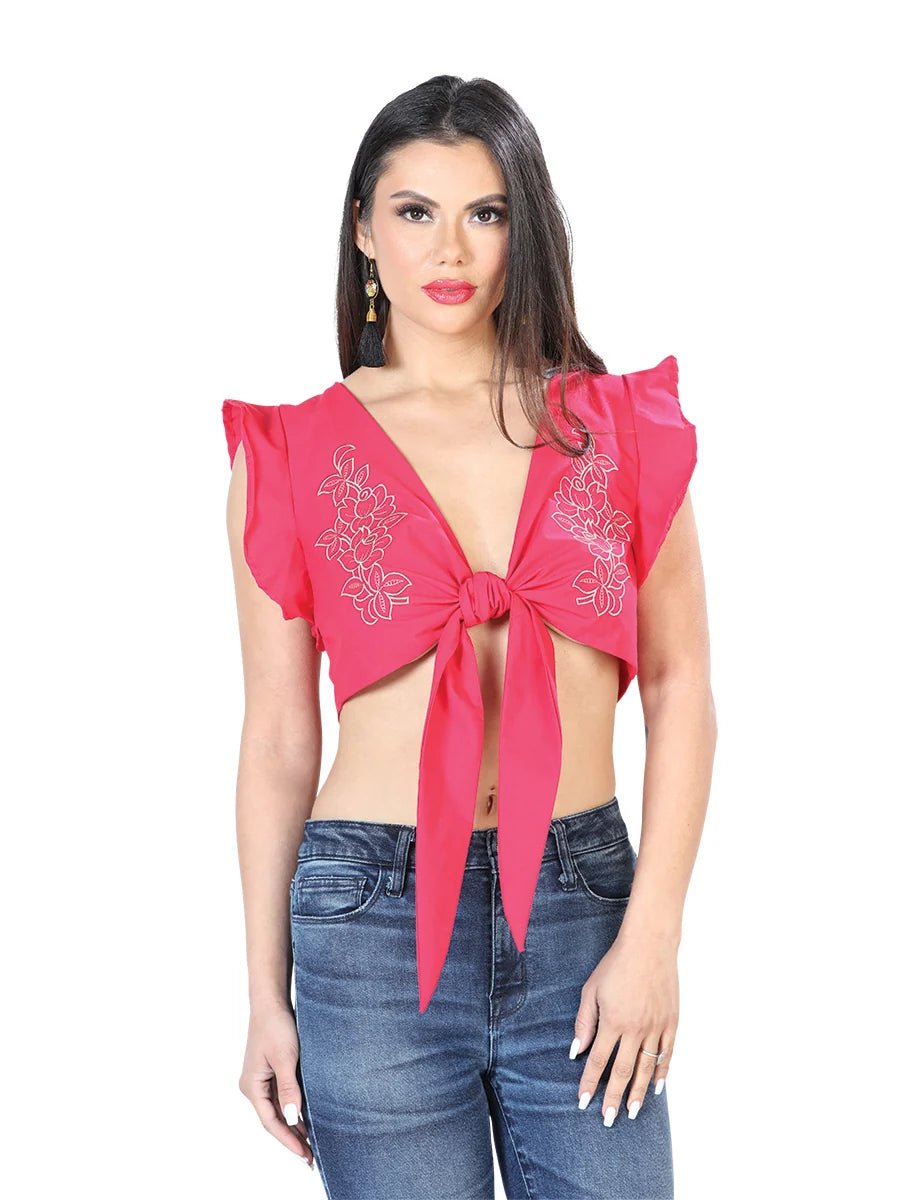 El General Women Artisanal Embroidered Blouse 65% Polyester 35% Cotton Fuchsia 603861 - OriginalWestern.com