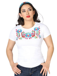 El General Women Artisanal Embroidered T Shirt White 602757 - OriginalWestern.com