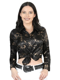 El General Women Black Casual Long-Sleeve Shirt 44598 - OriginalWestern.com