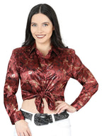El General Women Burgundy Casual Long-Sleeve Shirt 44595 - OriginalWestern.com