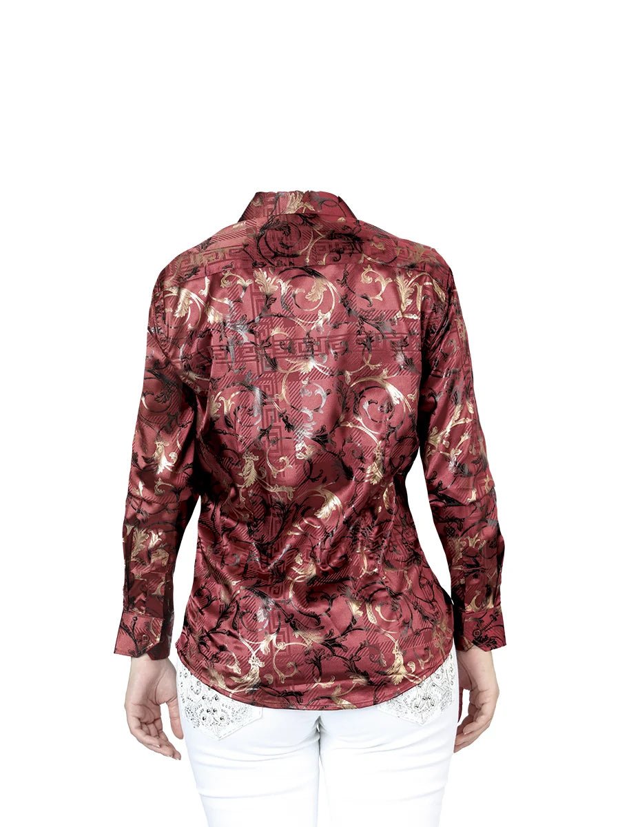 El General Women Burgundy Casual Long-Sleeve Shirt 44595 - OriginalWestern.com
