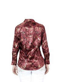 El General Women Burgundy Casual Long-Sleeve Shirt 44595 - OriginalWestern.com