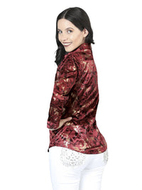El General Women Burgundy Casual Long-Sleeve Shirt 44595 - OriginalWestern.com