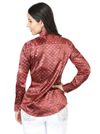 El General Women Burgundy/Gold Casual Long-Sleeve Shirt 44555 - OriginalWestern.com