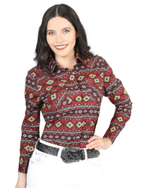 El General Women Casual Long-Sleeve Shirt Burgundy 44407 - OriginalWestern.com