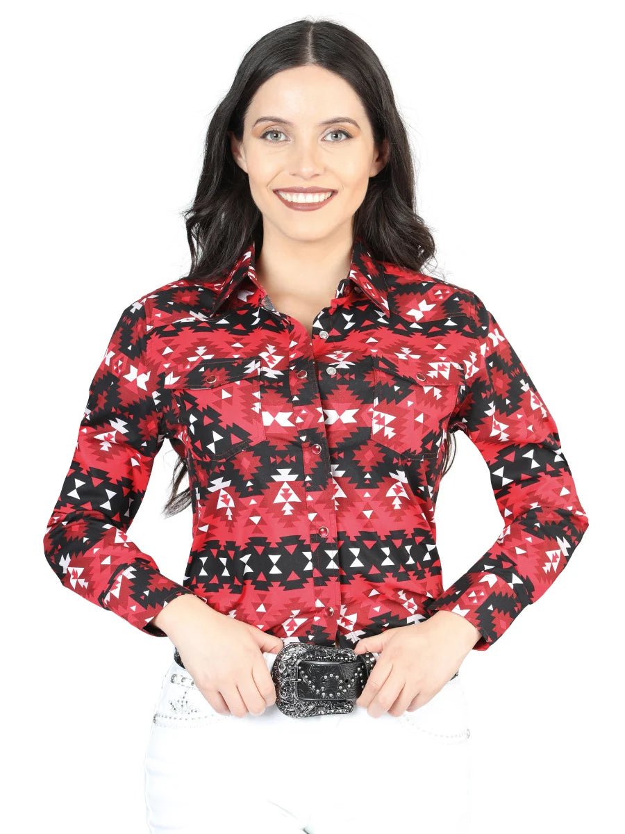 El General Women Casual Long-Sleeve Shirt Red 44408 - OriginalWestern.com