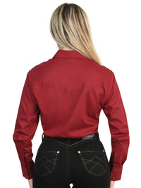 El General Women Long Sleeve Western Shirt - Burgundy Stretch 45622 - OriginalWestern.com