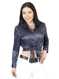 El General Women Navy Blue Casual Long-Sleeve Shirt - Black/Gold 44560 - OriginalWestern.com