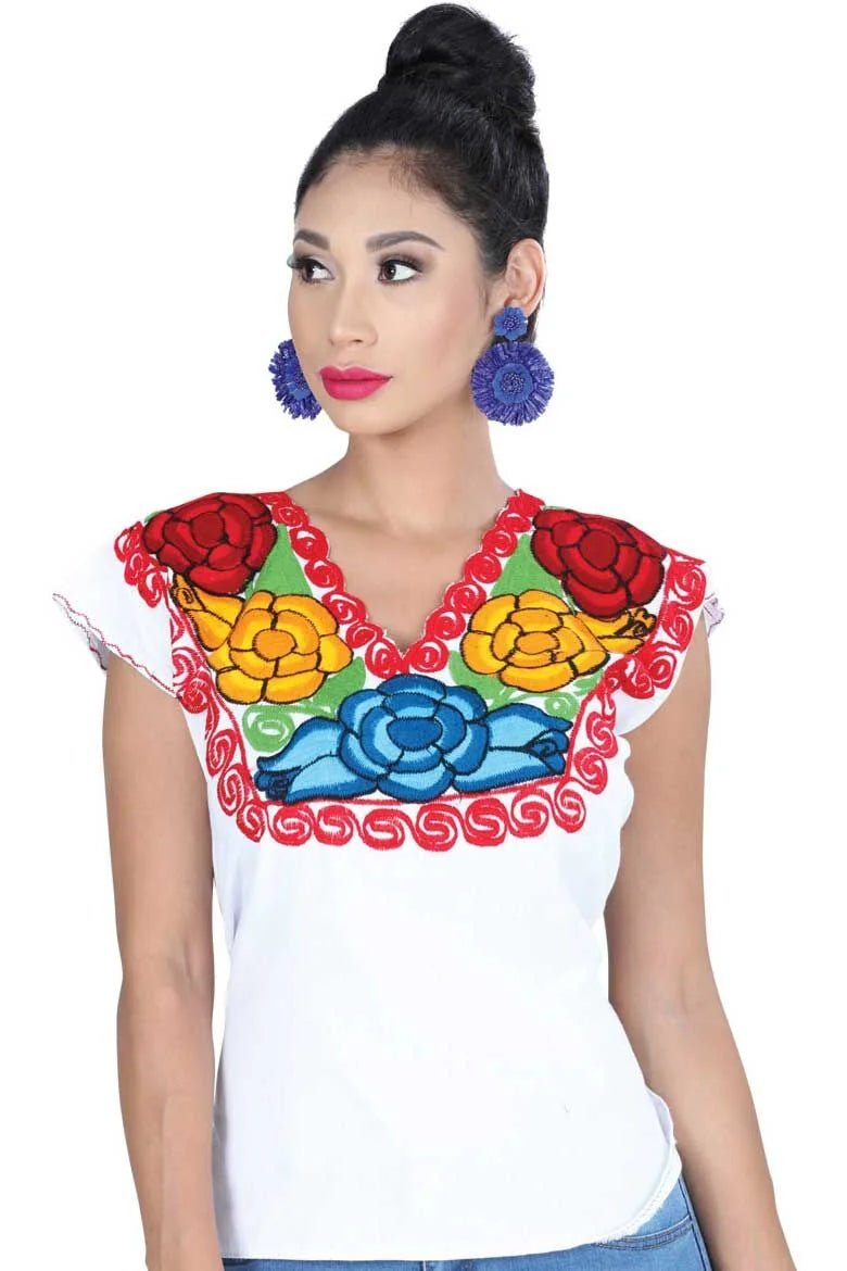 El General Women’s Blusa Artesanal Zinacantan Blanca 601403 - OriginalWestern.com