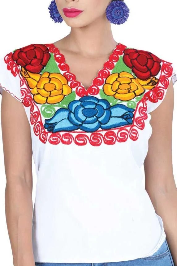 El General Women’s Blusa Artesanal Zinacantan Blanca 601403 - OriginalWestern.com