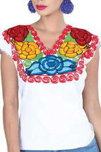 El General Women’s Blusa Artesanal Zinacantan Blanca 601403 - OriginalWestern.com