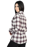 El General Womens - Casual Long-Sleeve Shirt - Beige/Burgandy 44730 - OriginalWestern.com