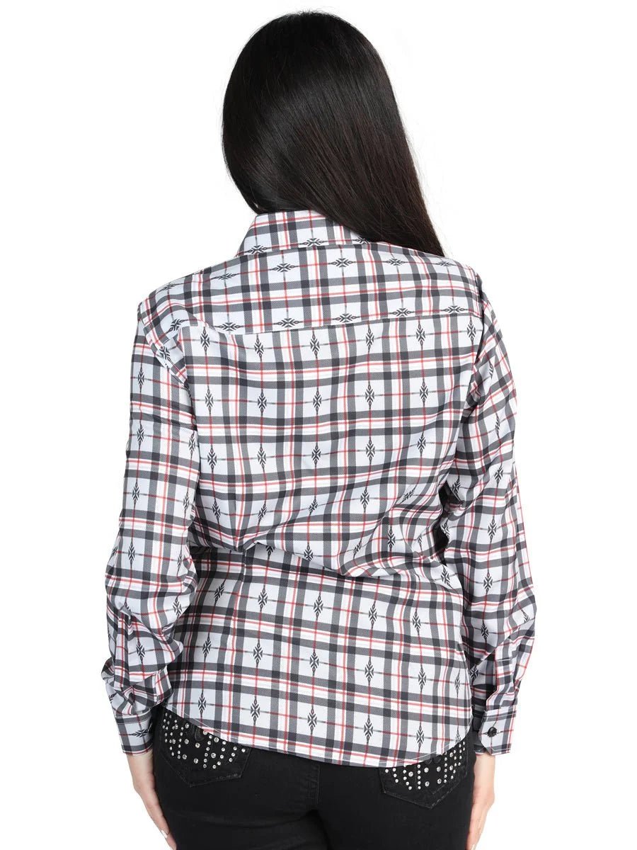 El General Womens - Casual Long-Sleeve Shirt - Black/White 44720 - OriginalWestern.com