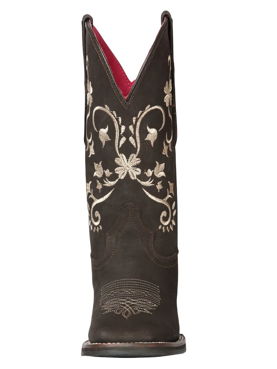 El General Women's Cowboy Boot–Nubuck Brown 44642 - OriginalWestern.com