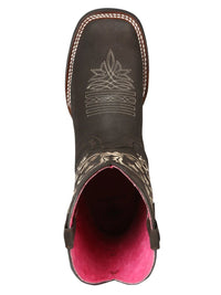 El General Women's Cowboy Boot–Nubuck Brown 44642 - OriginalWestern.com