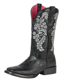 El General Women's Cowboy Boot–Printed Tooling–Black 44636 - OriginalWestern.com