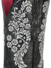 El General Women's Cowboy Boot–Printed Tooling–Black 44636 - OriginalWestern.com