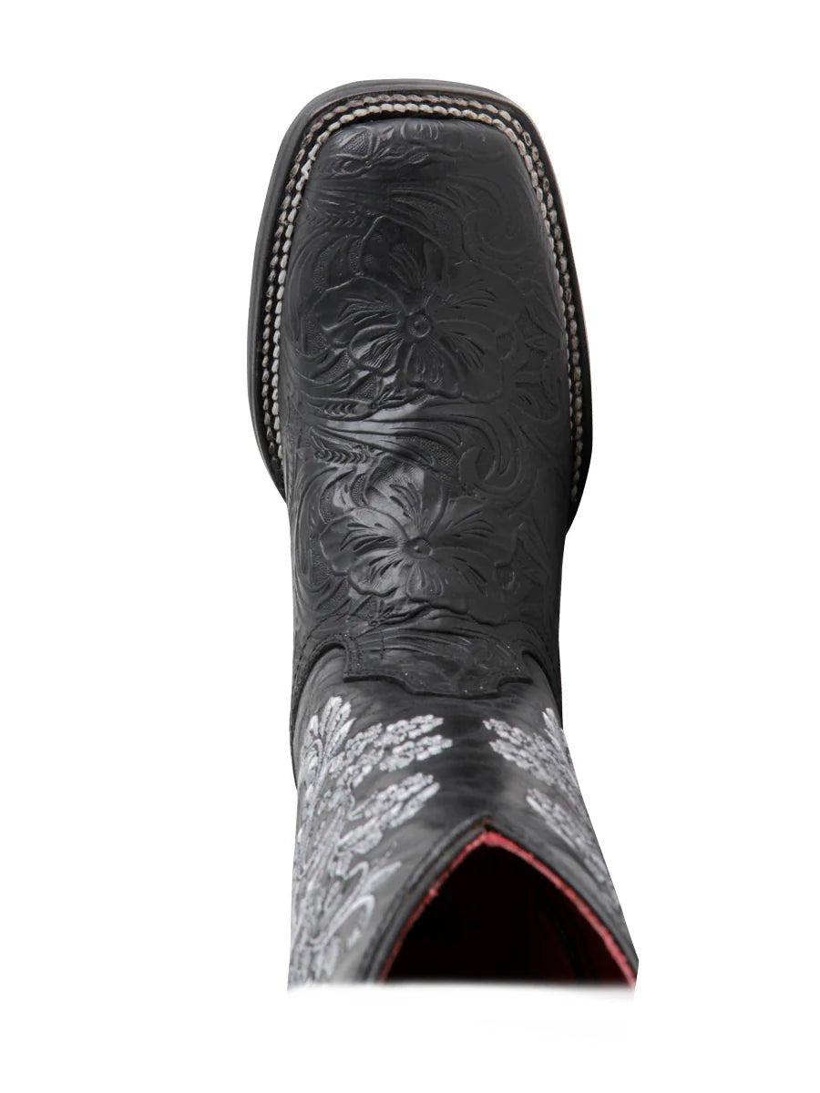 El General Women's Cowboy Boot–Printed Tooling–Black 44636 - OriginalWestern.com