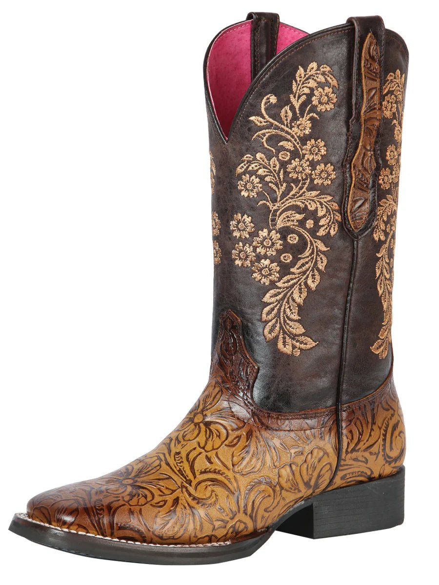 El General Women's Cowboy Boot–Printed Tooling–Orix Ahumado 44634 - OriginalWestern.com