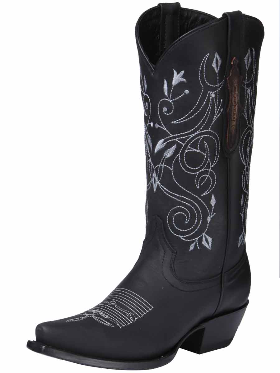 El General Women's Leather Cowboy Boot–Black 34514 - OriginalWestern.com