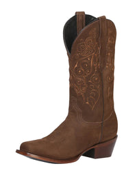 El General Women's Narrow Square Toe Cowboy Boot–Nubuck Camel 122488 - OriginalWestern.com