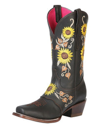 El General Women's Rodeo Boot–Dark Brown/Sunflowers 51144 - OriginalWestern.com