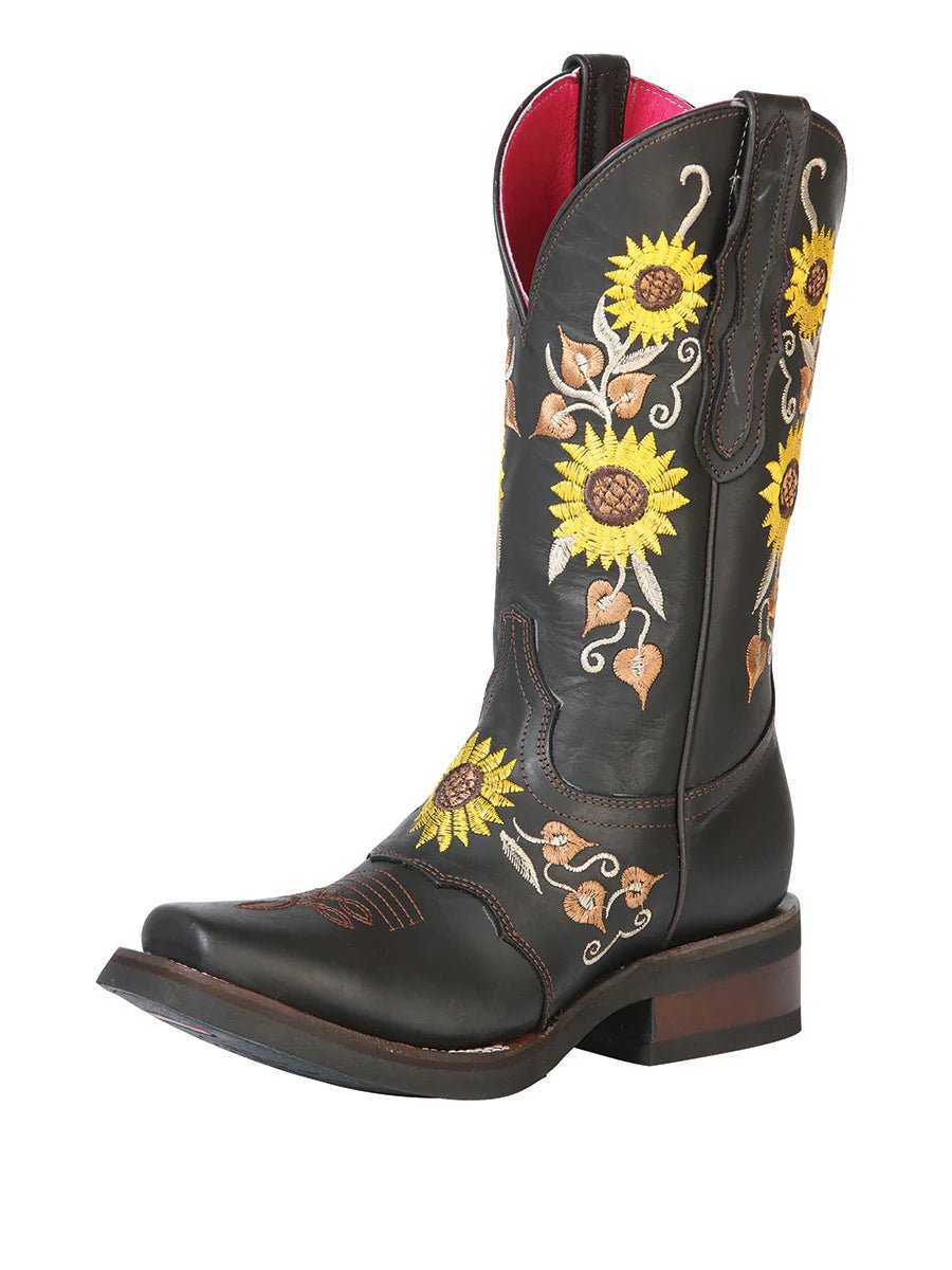 El General Women's Rodeo Boot–Dark Brown/Sunflowers 51149 - OriginalWestern.com