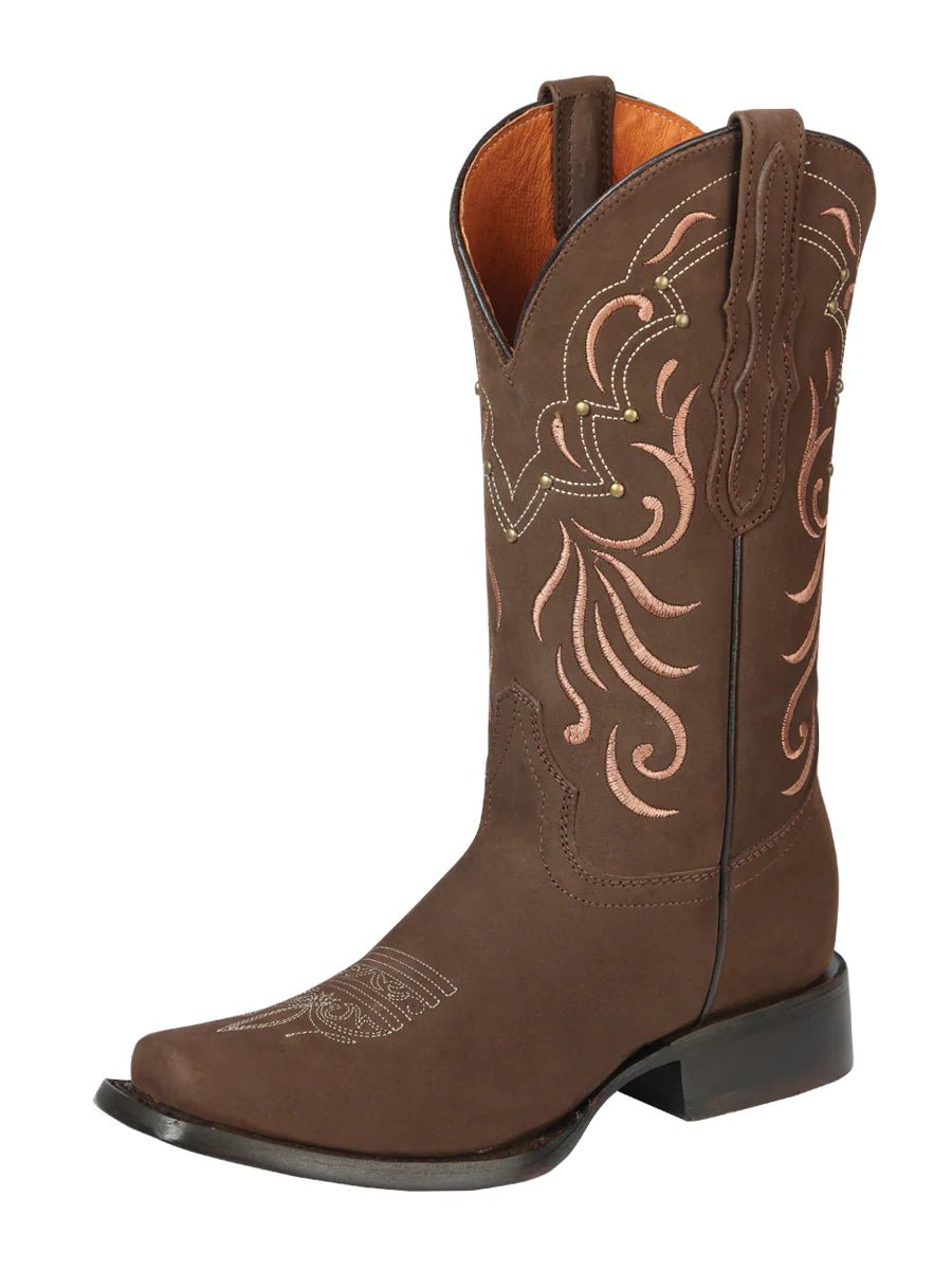 El General Women's Rodeo Boots–Nubuck Leather–Camel 44849 - OriginalWestern.com
