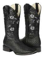 El General Women's Rodeo Boots Petatillo–Black 44856 - OriginalWestern.com