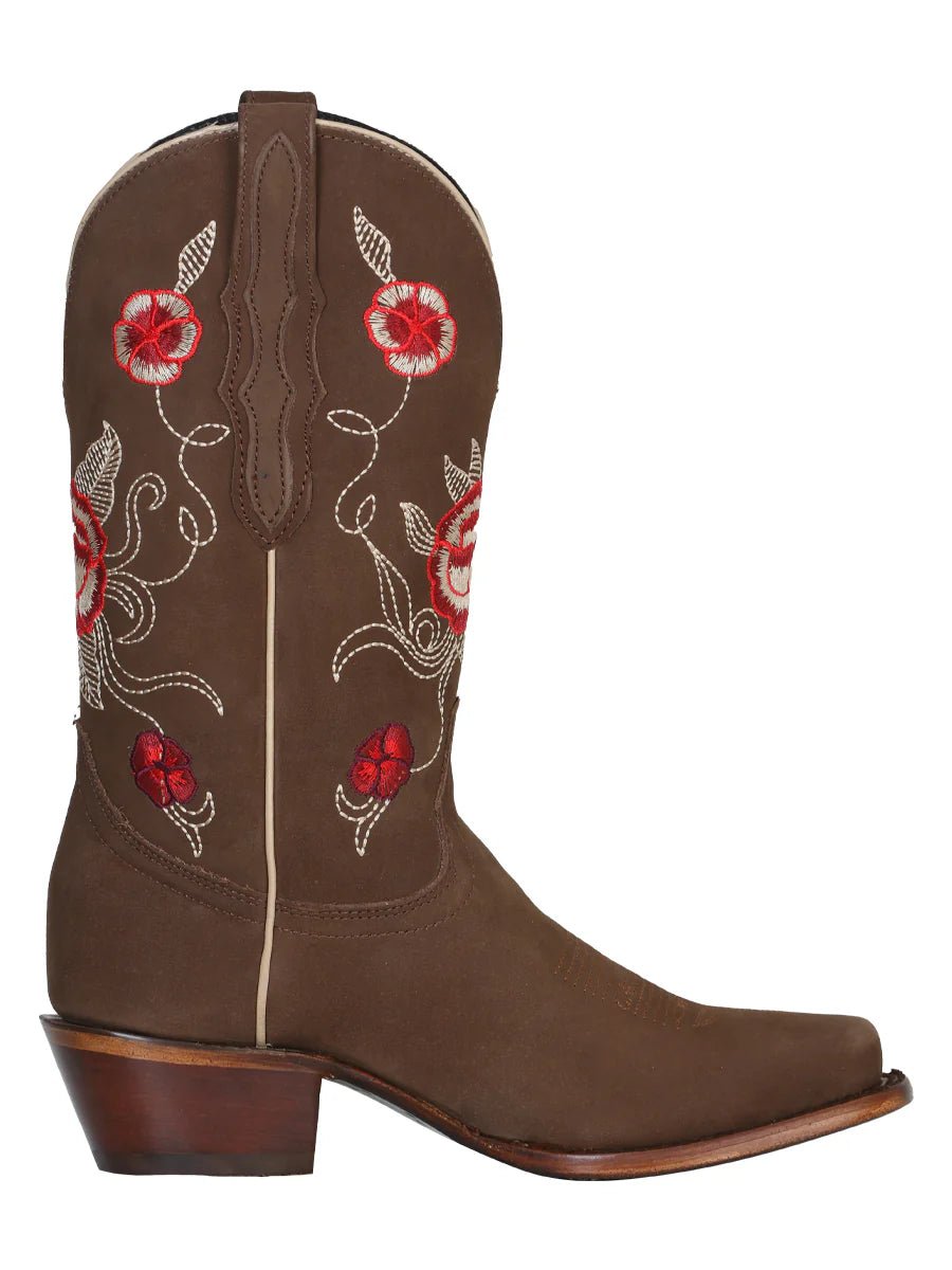 El General Women's Snip Toe Cowboy Boot–Suede Camel 41784 - OriginalWestern.com