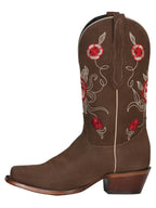 El General Women's Snip Toe Cowboy Boot–Suede Camel 41784 - OriginalWestern.com