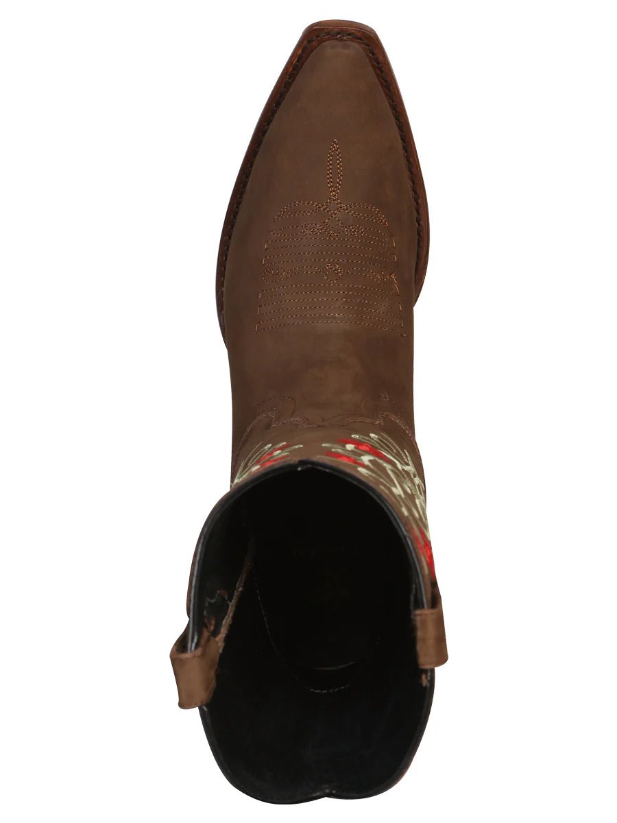 El General Women's Snip Toe Cowboy–Suede Brown 41789 - OriginalWestern.com
