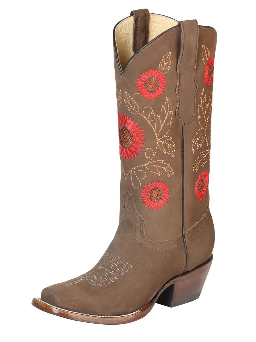 El General Women's Western Boots Nubuck Leather–Camel 51162 - OriginalWestern.com