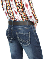 Men's Boot Cut Western Jeans – Stretch Denim Cowboy Pants -  Blue 126628