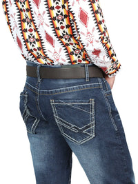 Men's Boot Cut Western Jeans – Stretch Denim Cowboy Pants -  Blue 126628