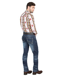 Men's Boot Cut Western Jeans – Stretch Denim Cowboy Pants -  Blue 126628